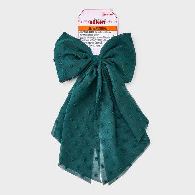 Christmas Light-Up Bow Hair Clips and Pins - Green