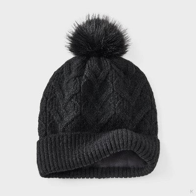 Girls' Cable Heart Beanie Hat - Cat & Jack Black