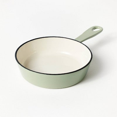 6" Enameled Cast Iron Skillet Sage Green - Figmint: Even-Heating, Oven-Safe, Nonstick, Induction Compatible