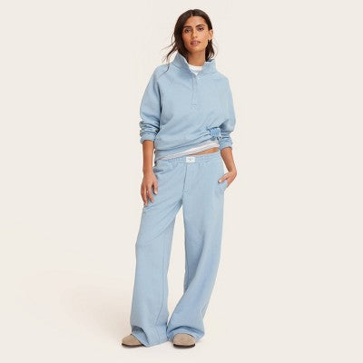 Women's High-Rise Boxer Sweatpants - Parke x Target Light Blue M