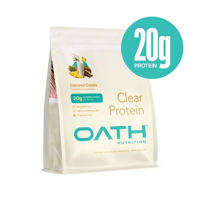 Oath Nutrition Clear Protein Powder - Coconut Colada: Gluten-Free - Whey Isolate - 20g Protein - 18 Servings