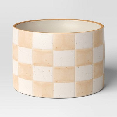 Checker Stoneware Indoor Outdoor Planter Pot Ivory 5.88"x5.88" - Threshold