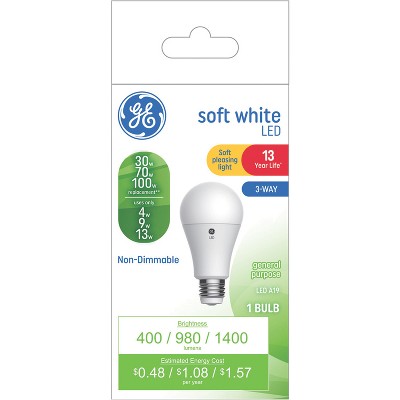GE Soft White LED 3-Way A19 Light Bulb