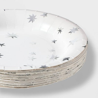 20ct Metallic Star Snack Plates - Spritz
