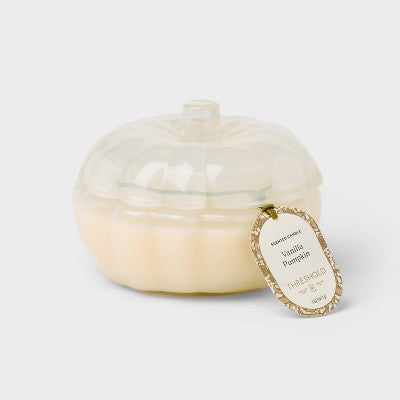 2 Wick Glass Small Glass Fall Pumpkin Candle Vanilla Pumpkin Jar - Threshold: Fall