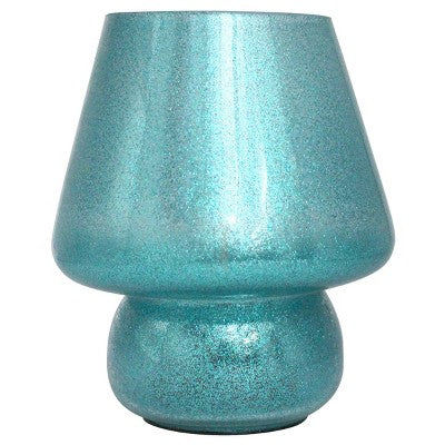 National Brand Glitter LED Mushroom Lamp Teal