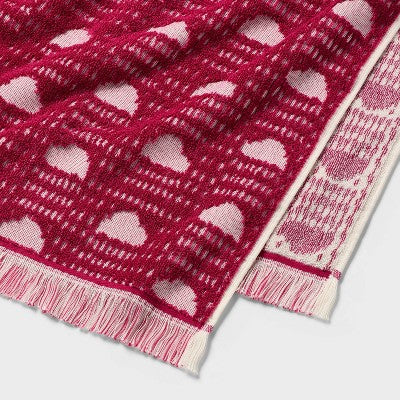 40"x72" Ikat Terry Oversized Beach Towel with Fringes Pink - Threshold