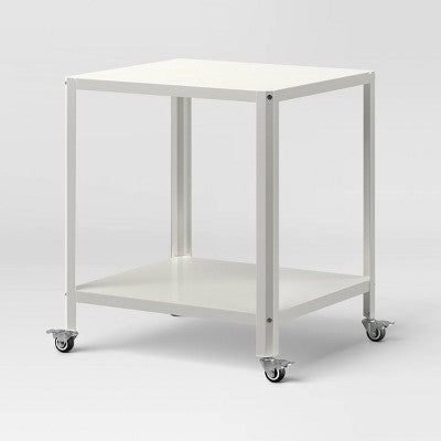 Metal Accent Rolling Side Table Chalk White - Room Essentials (LOCAL PICKUP ONLY)