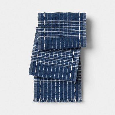 72"x14" Woven Table Runner Dark Blue - Threshold