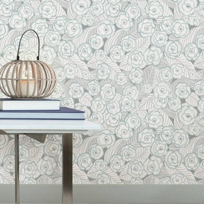 NuWallpaper Oopsie Daisy Peel and Stick Wallpaper Gray: Removable Vinyl, Self-Adhesive Floral, Modern Botanical Decor
