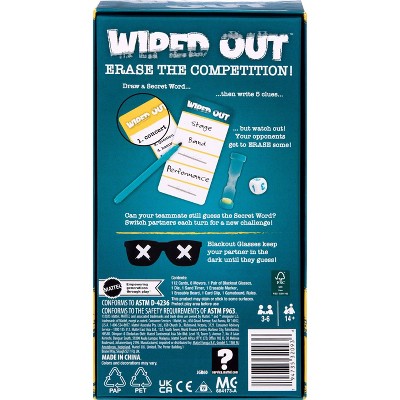 Wiped Out Party Game, Guessing Game for Families, Teens, Adults with Erasable Clues and Blackout Glasses for 3-6 Players