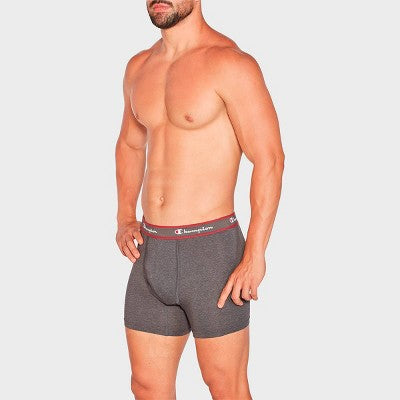 Champion Men's Iconic Essentials 5pk Wicking Boxer Briefs - Heathered Black/Gray L