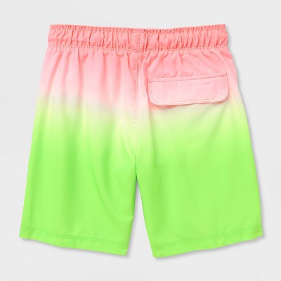 Boys' Ombre Swim Trunks - Cat & Jack Coral Bliss/Lime S