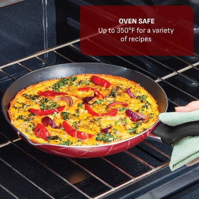 T-Fal 20pc Simply Cook Nonstick Cookware Set Red: Skillet & Pan Set, Glass Lids, Dishwasher & Oven Safe, Ergonomic Handles (LOCAL PICKUP ONLY)