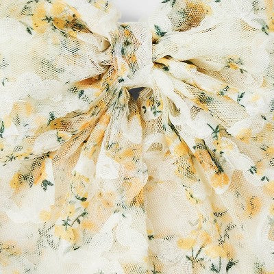 3D Flower Bow Hair Barrette - Wild Fable Yellow/Cream: Botanical Pattern, Recycled Polyester