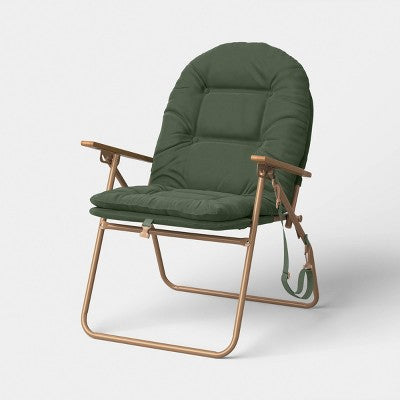 Padded Folding Beach Chair Green - Threshold (LOCAL PICKUP ONLY)