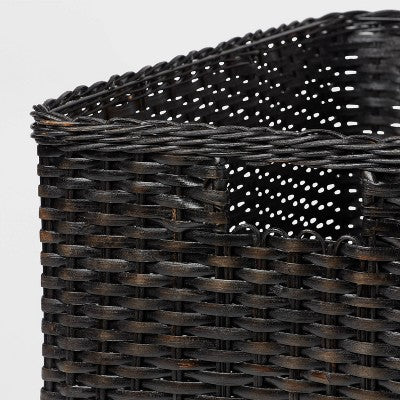 XL Washed Woven Rattan Crate Black - Brightroom: Decorative Storage Basket, Rectangle, Air Dry, 22"x15"x13.25"