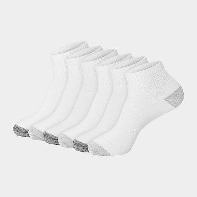 Hanes Premium Women's 6pk Cool Comfort Breathable Ankle Socks - White/Gray 5-9