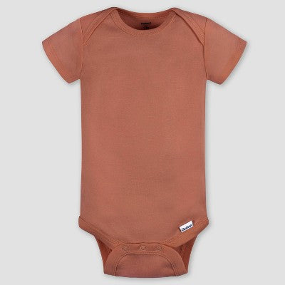Gerber Baby 5pk Short Sleeve Onesie - 3-6M: Cotton Knit Bodysuits, Pullover & Crotch Snap