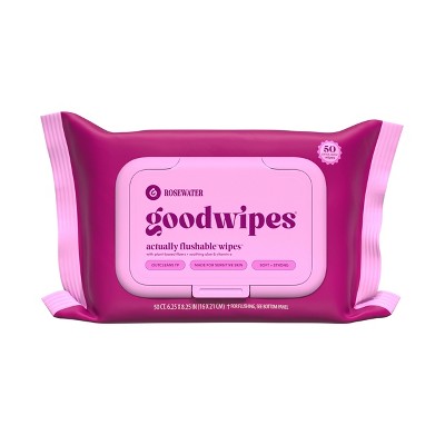 Goodwipes Flushable Personal Wipes - Rosewater - 50ct/1pk