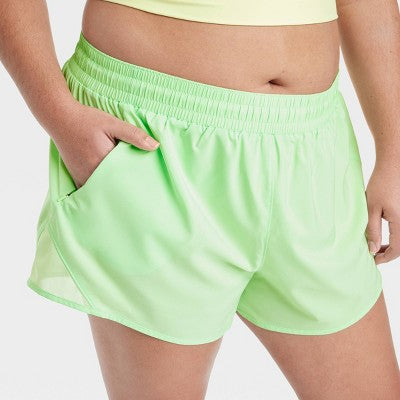Women's Woven Mid-Rise Run Shorts 3" - All In Motion Light 3X