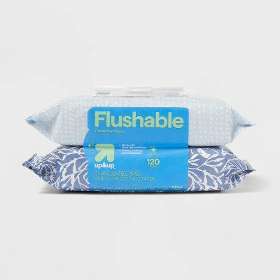 Flushable Cleansing Wipes - Fresh Scent - 2pk/60ct - up&up
