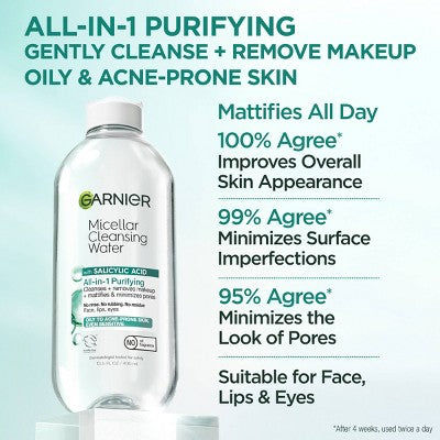 Garnier Micellar Water Purifying Facial Cleanser with Salicylic Acid Makeup Remover - 13.5 fl oz