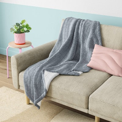 12" x 18" Lumbar Cotton Jersey Quilted Puff Throw Pillow Pink - Room Essentials