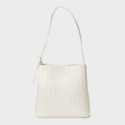 Woven Bucket Bag - A New Day White