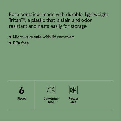 6pc (set of 3) Tritan Plastic Rectangle Food Storage Container Set Clear - Figmint: Stackable, Dishwasher-Safe