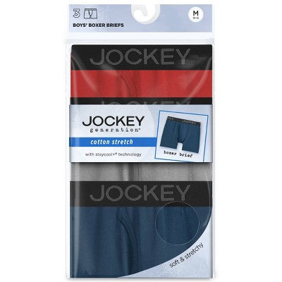 Jockey Generation Boys' 3pk Stretch Boxer Briefs - Gray/Orange/Blue XL