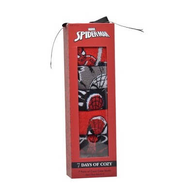 Men's Spider-Man Cozy Socks 7 Pack - Black 6-12