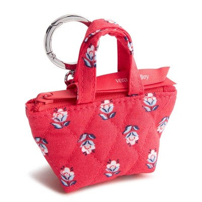 Vera Bradley Hibiscus Bluebell Ditsy Essential Mini Tote Bag Charm - Red