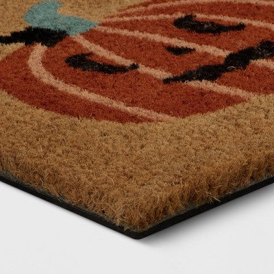 1'6"x2'6" Halloween Stacked Jack O Lanterns Coir Doormat Orange - Hyde & EEK! Boutique (LOCAL PICKUP ONLY)
