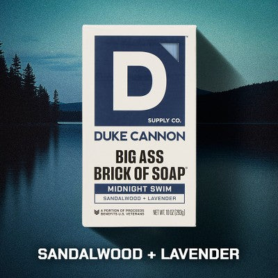 Duke Cannon Supply Co. Big Ass Brick of Soap for Men - Midnight Swim Bar Soap - 10oz