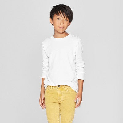 Boys' Long Sleeve T-Shirt - Cat & Jack White L Husky