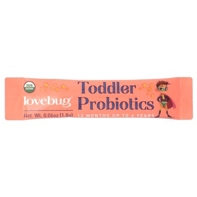 LoveBug Probiotics Toddler Probiotics, 12 Months Up To 4 Years, 15 Billion CFU, 30 Single Serve Stick Packs, 0.06 oz (1.8 g) Each