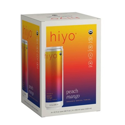 Hiyo Non-Alcoholic Peach Mango Organic Social Tonic - 4pk/12 fl oz Cans