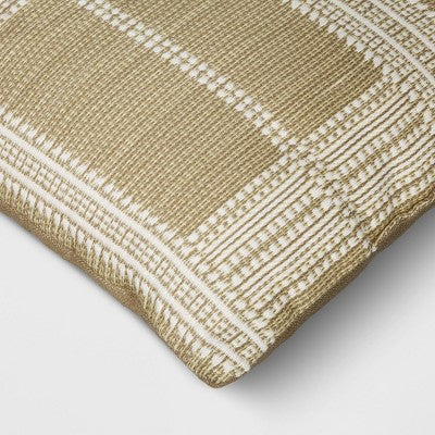 18"x18" Textural Woven Plaid Square Outdoor Throw Pillows Sage Green - Threshold
