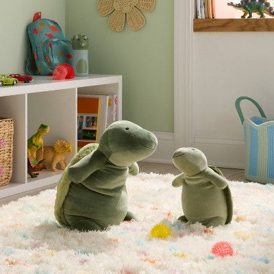 Turtle and Baby Weighted Plush Kids' Throw Pillow Green - Pillowfort