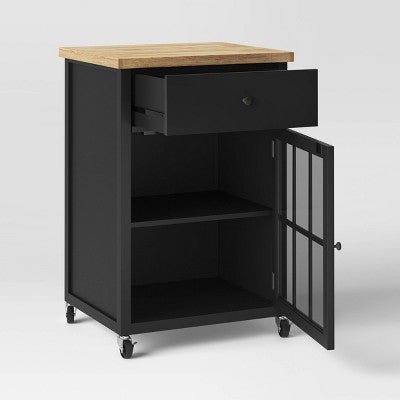 Windham Wood Top Kitchen Cart - Black - Threshold (Assembly required) (LOCAL PICKUP ONLY)