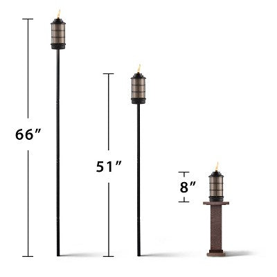 TIKI 64.25" Lantern Metal Outdoor Torch Black (LOCAL PICKUP ONLY)