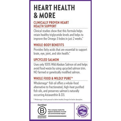 New Chapter Wholemega Fish Oil - Wild Alaskan Salmon Oil - 1000mg Softgels - 60ct: Certified Gluten-Free, NSF Certified