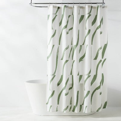 Fabric Painted Strokes Shower Curtain Green - Room Essentials