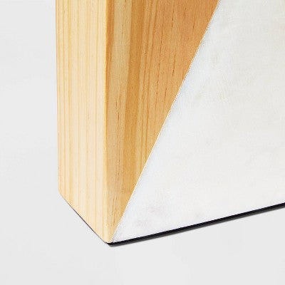 2pk Marble and Wood Bookend Set - Threshold
