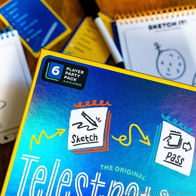 The Op Games Telestrations 6 Player Game: Social Skills Educational Party Game, Includes Cards & Dry Erase Boards