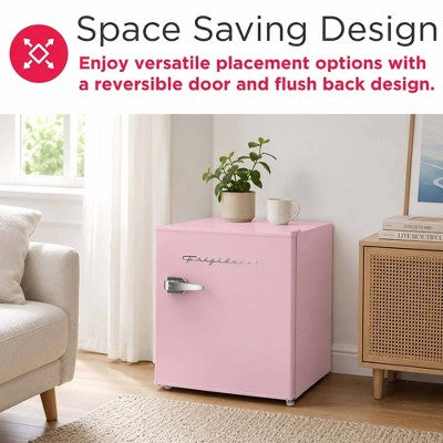 Frigidaire 1.6 cu ft Compact Retro Fridge with Freezer, Built-in Bottle Opener Pink (LOCAL PICKUP ONLY)