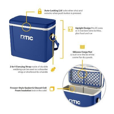 RTIC Outdoors 20 Cans/ 16qt Road Trip Hard-Sided Cooler - Cobalt