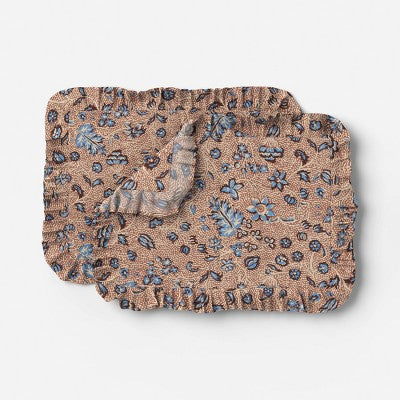 2pk Block Print Ruffle Placemats - Threshold
