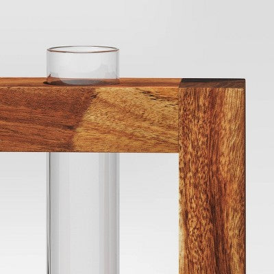 Propagation Vessel Rectangle with Wood Base Natural Wood 5.91"x1.97"x8.15" - Threshold
